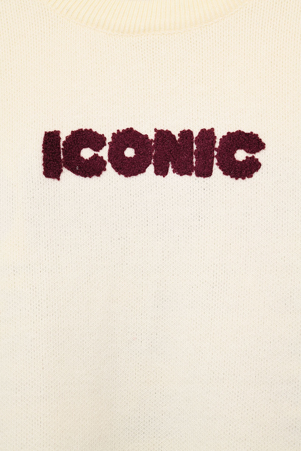 Embroidered ICONIC Sweater with Global Tour Back Print in Cream
