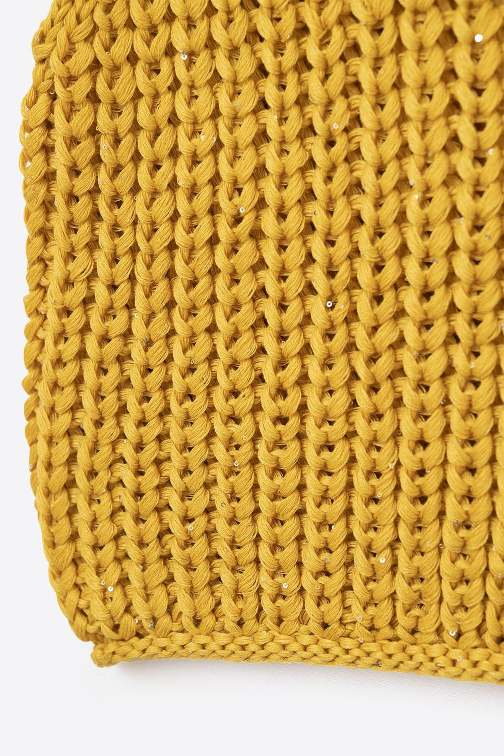 Crochet Cropped Vest in Yellow With sequins Thread