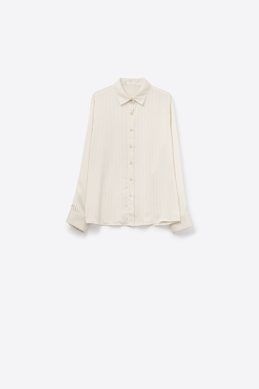 soft fabric Beige Striped Satin Shirt