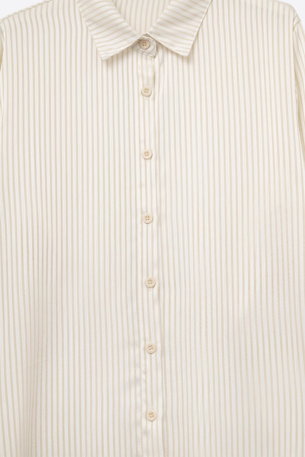 soft fabric Beige Striped Satin Shirt