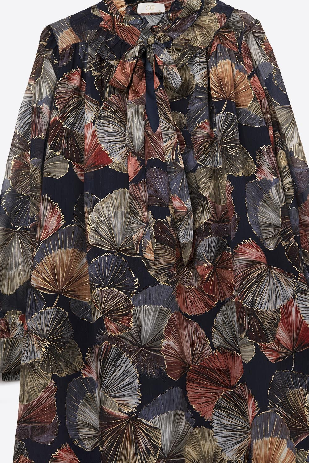 UNIKCOSA Elegant Floral A-Line Tie Neck Dress