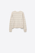Cream Striped Knit Sweater with Sequin Detail