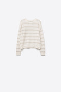 White Striped Knit Sweater with Sequin Detail