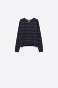 navy Striped Knit Sweater with Sequin Detail