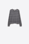 grey Striped Knit Sweater with Sequin Detail