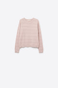 Pink Striped Knit Sweater with Sequin Detail