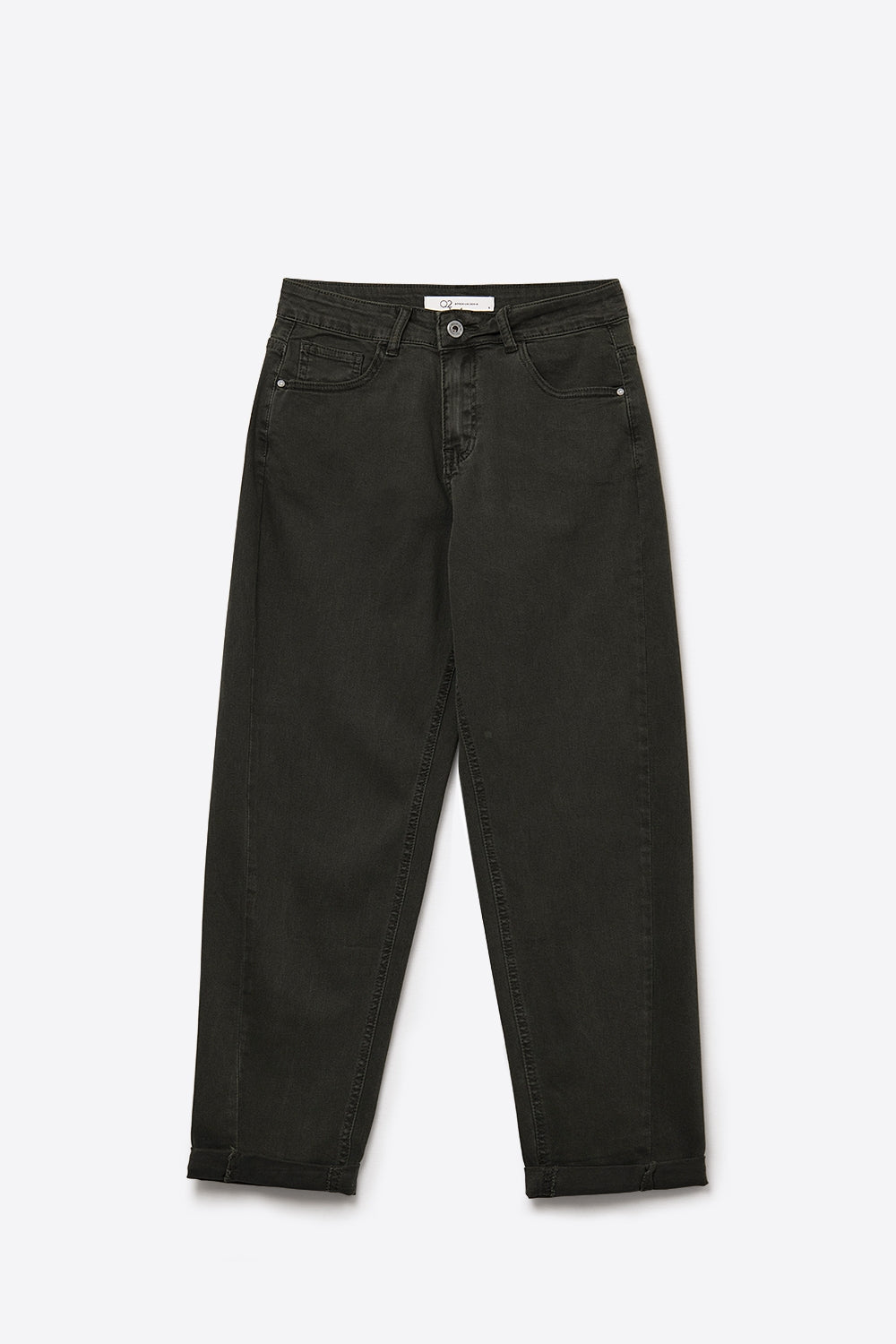 High-Rise Straight-Leg Denim Jeans in Khaki