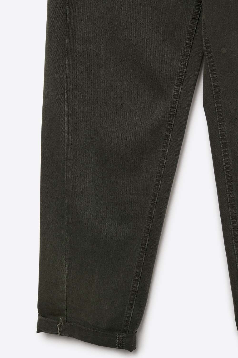 High-Rise Straight-Leg Denim Jeans in Khaki