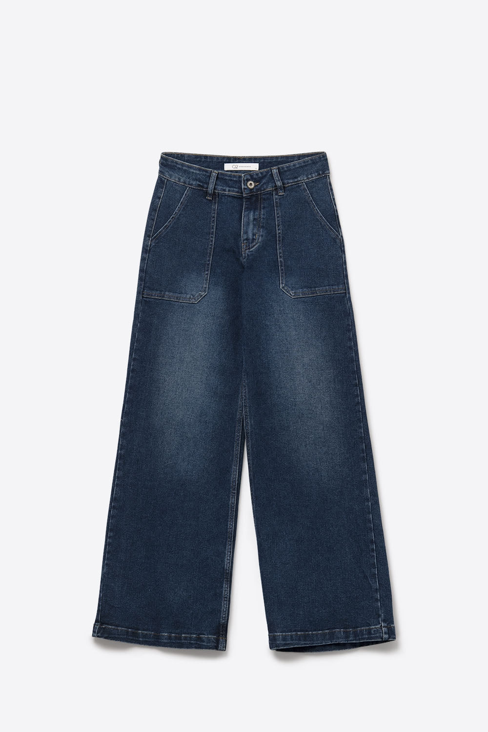 Wide-Leg Denim Jeans with Utility Patch Pockets