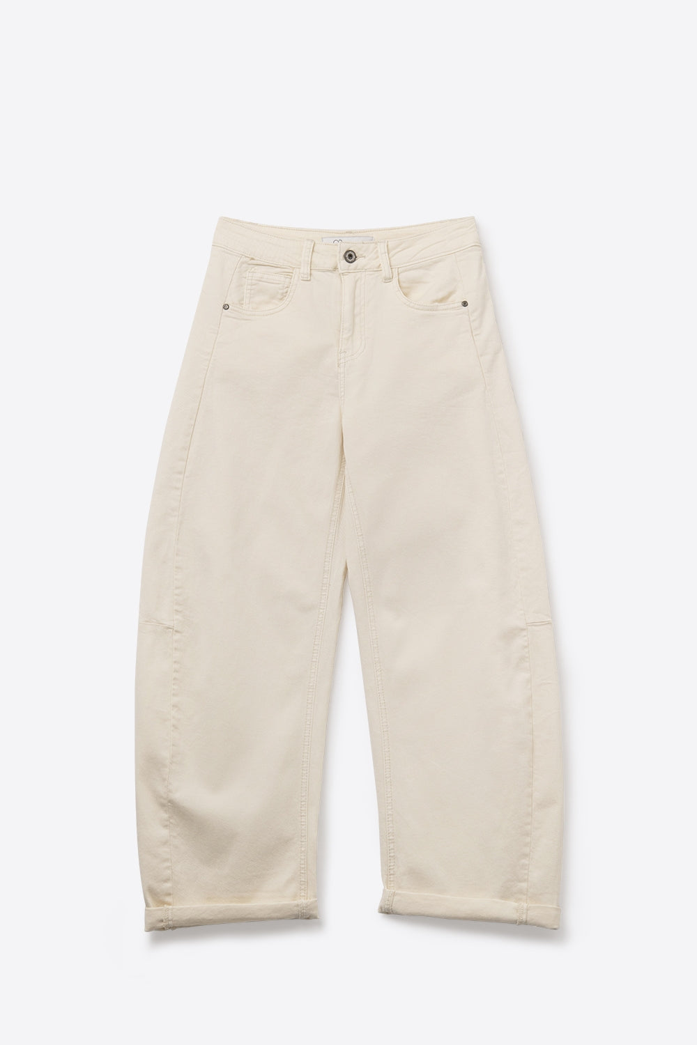 UNIKCOSA Cream Barrel-Leg Balloon Jeans with Pockets