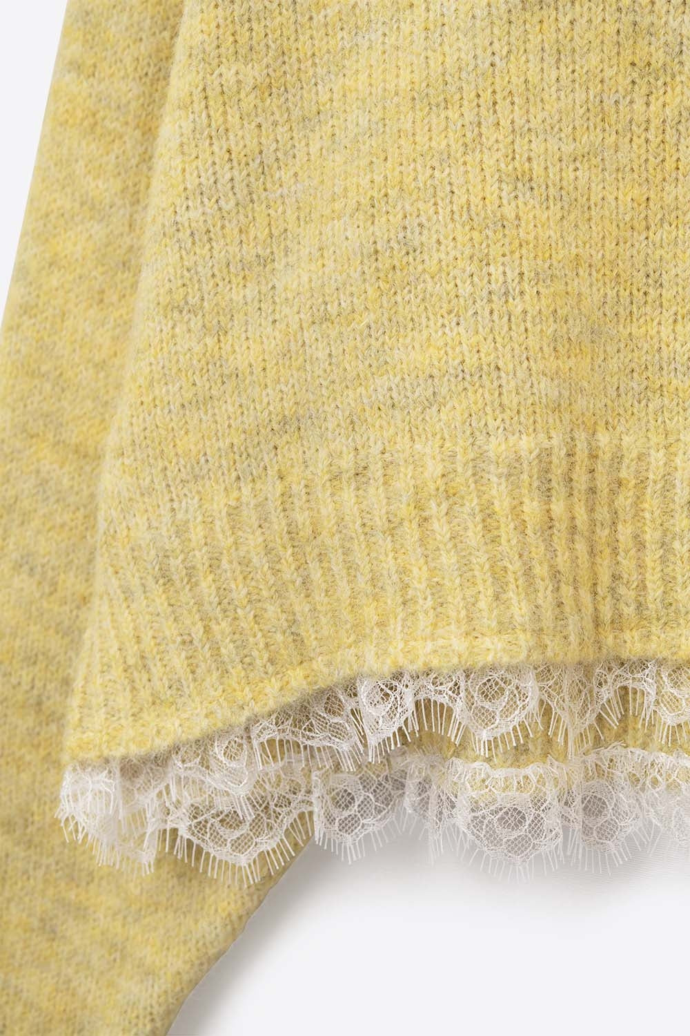 Lace Detail Relaxed Yellow Sweater