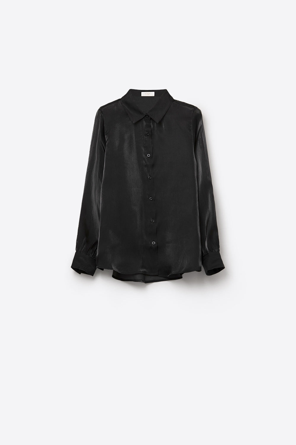 Elegant Black Shirt in Satin Silk