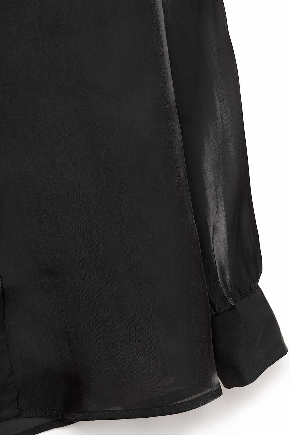 Elegant Black Shirt in Satin Silk