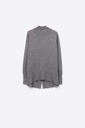 Loose gray sweater with open back detail