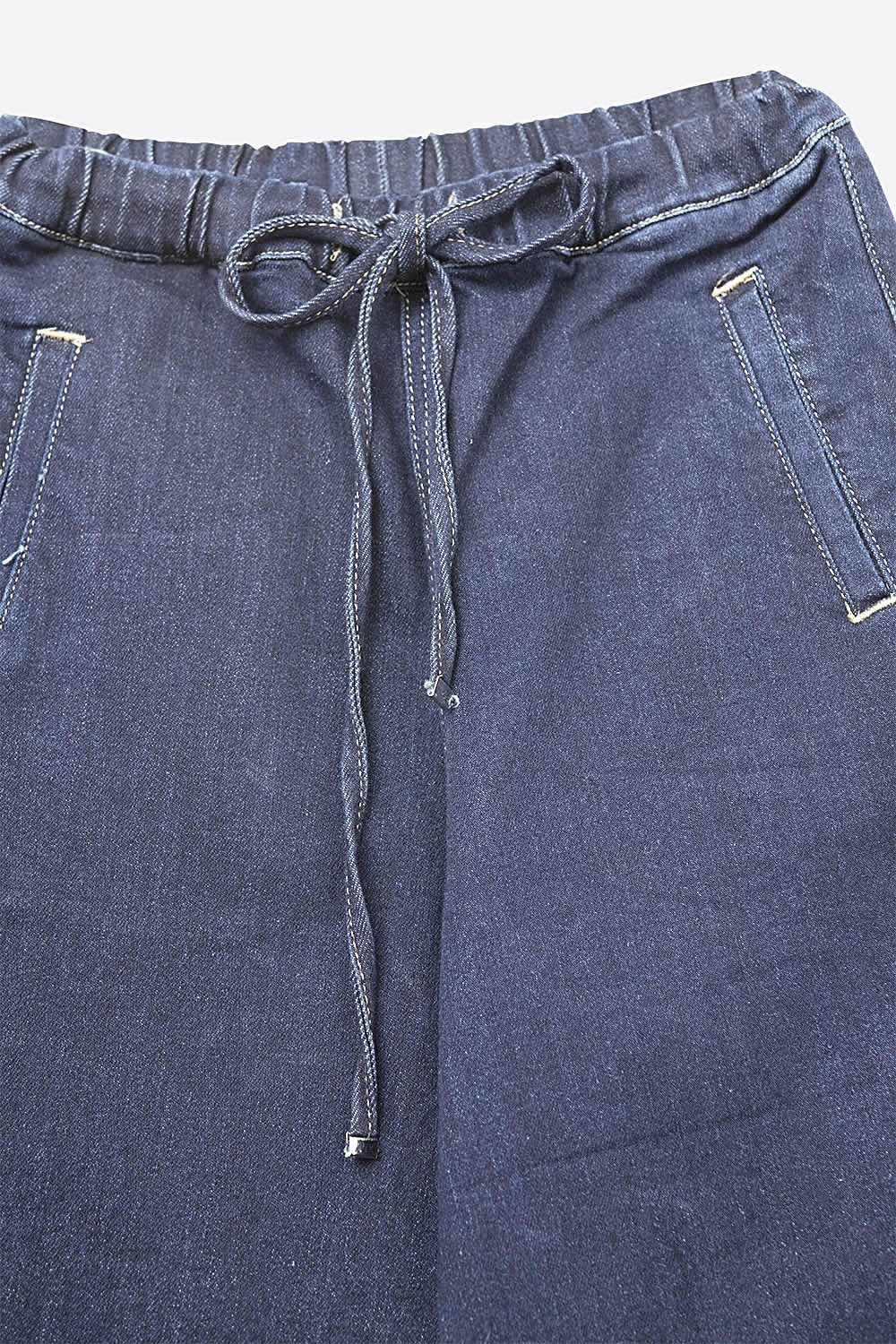 Trendy Wide-Leg Blue Denim Jeans with Tie
