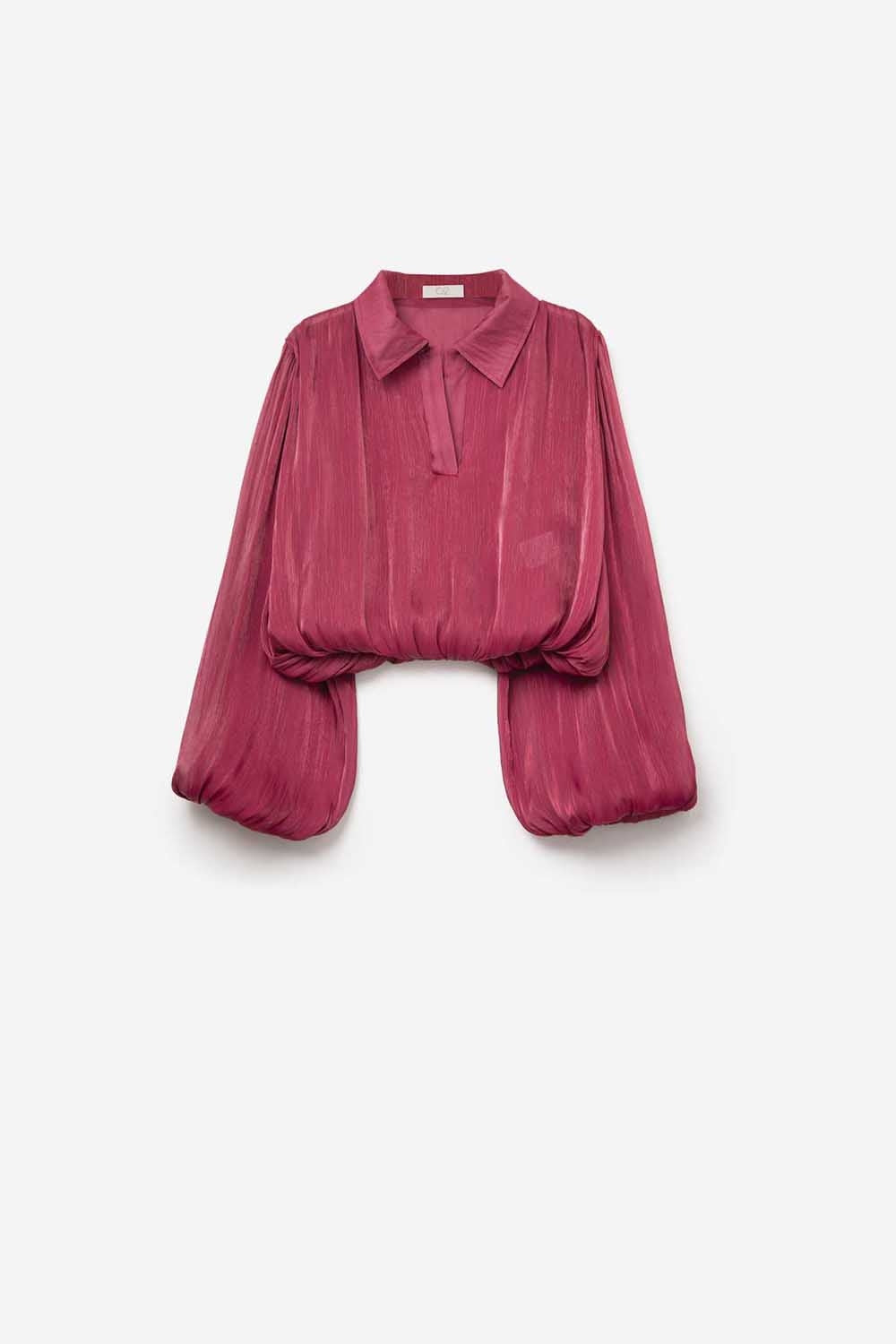 Elegant shiny Satin Cropped top in fucshia