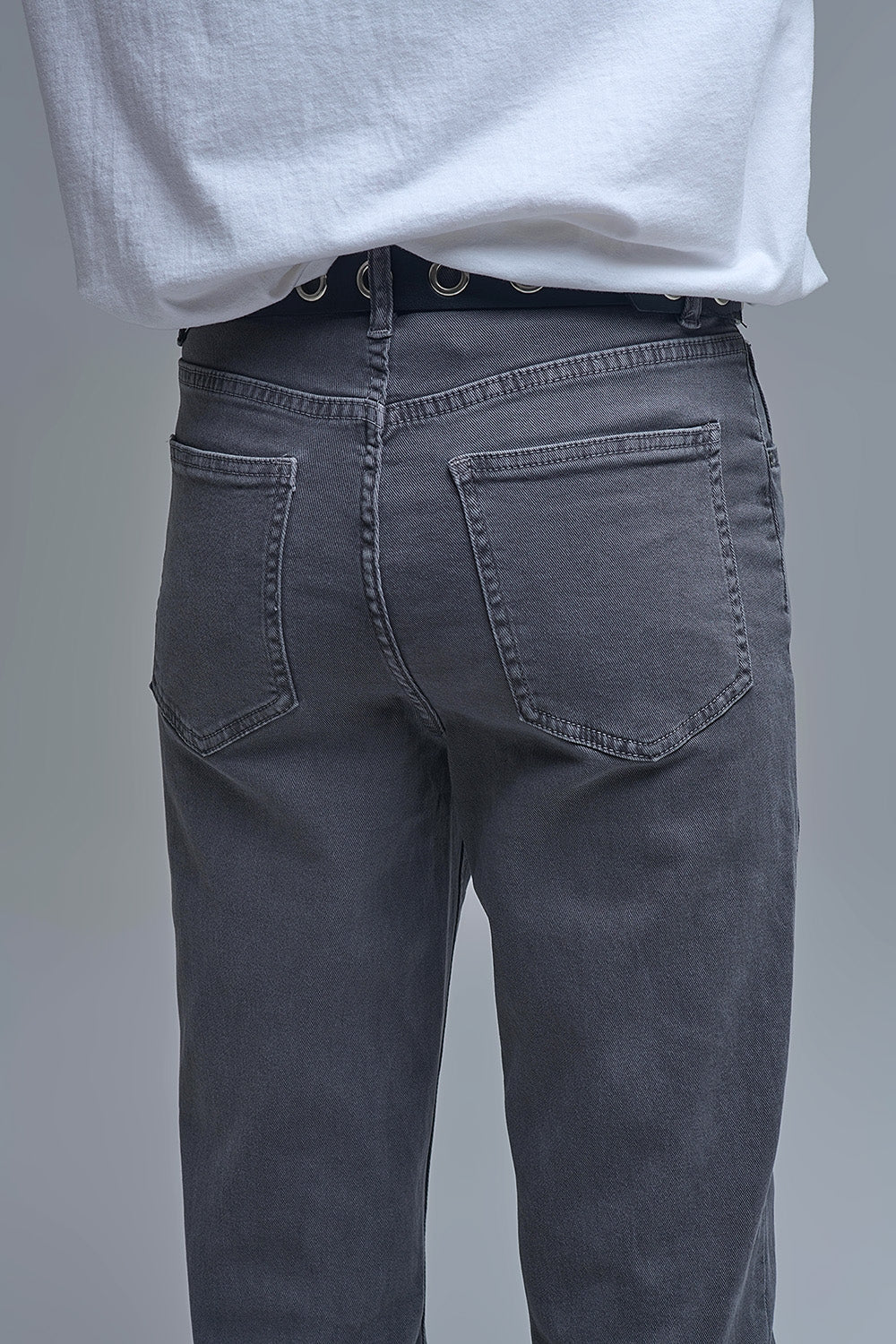 Cotton mid rise slouchy jeans in Dark Gray