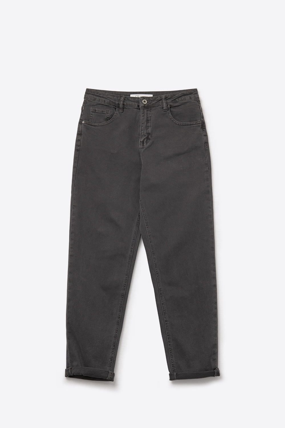 Cotton mid rise slouchy jeans in Dark Gray