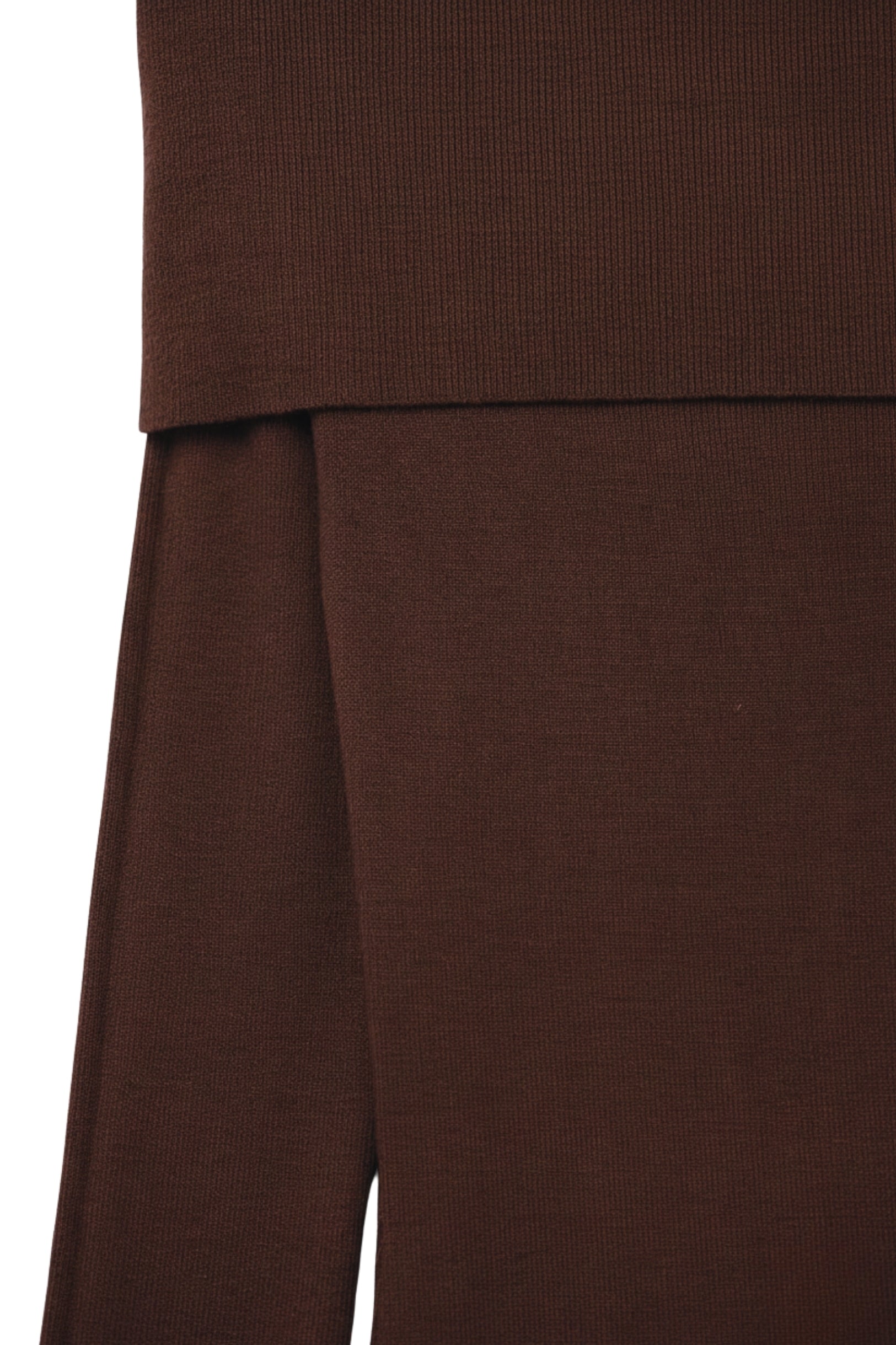 UNIKCOSA Maxi Knitted wide Bardot Dress in brown