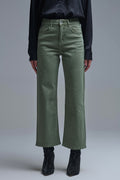 Wide leg jeans in khaki green