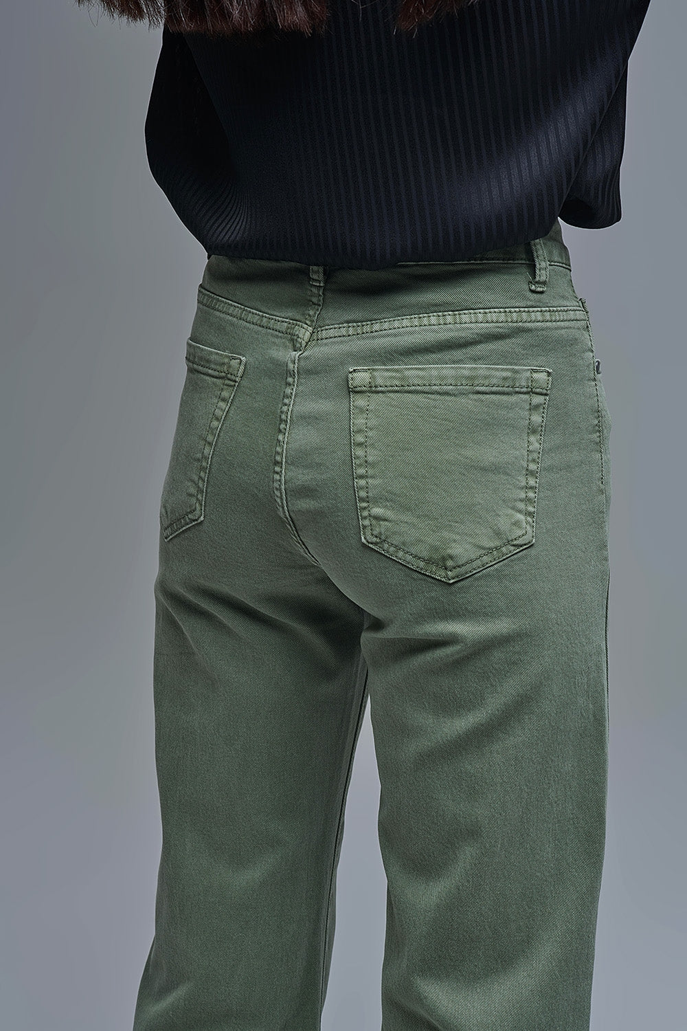 Wide leg jeans in khaki green