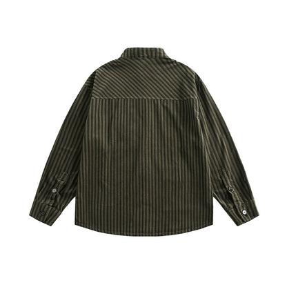 UNIKCOSA Velora Stand Up Collar Striped Long Sleeve Shirt 💫