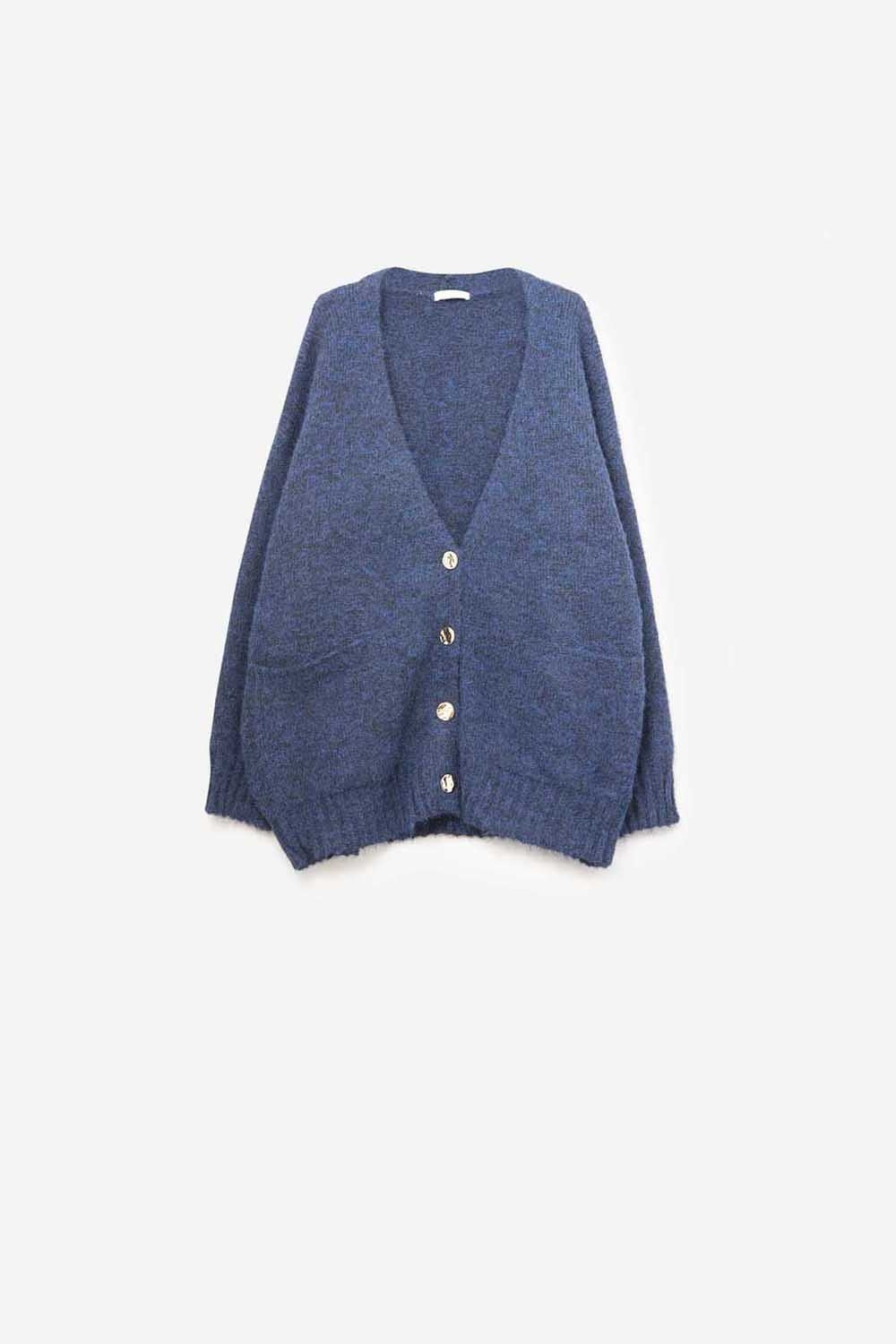 Oversized Cardigan in Navy with gold buttons and pockets