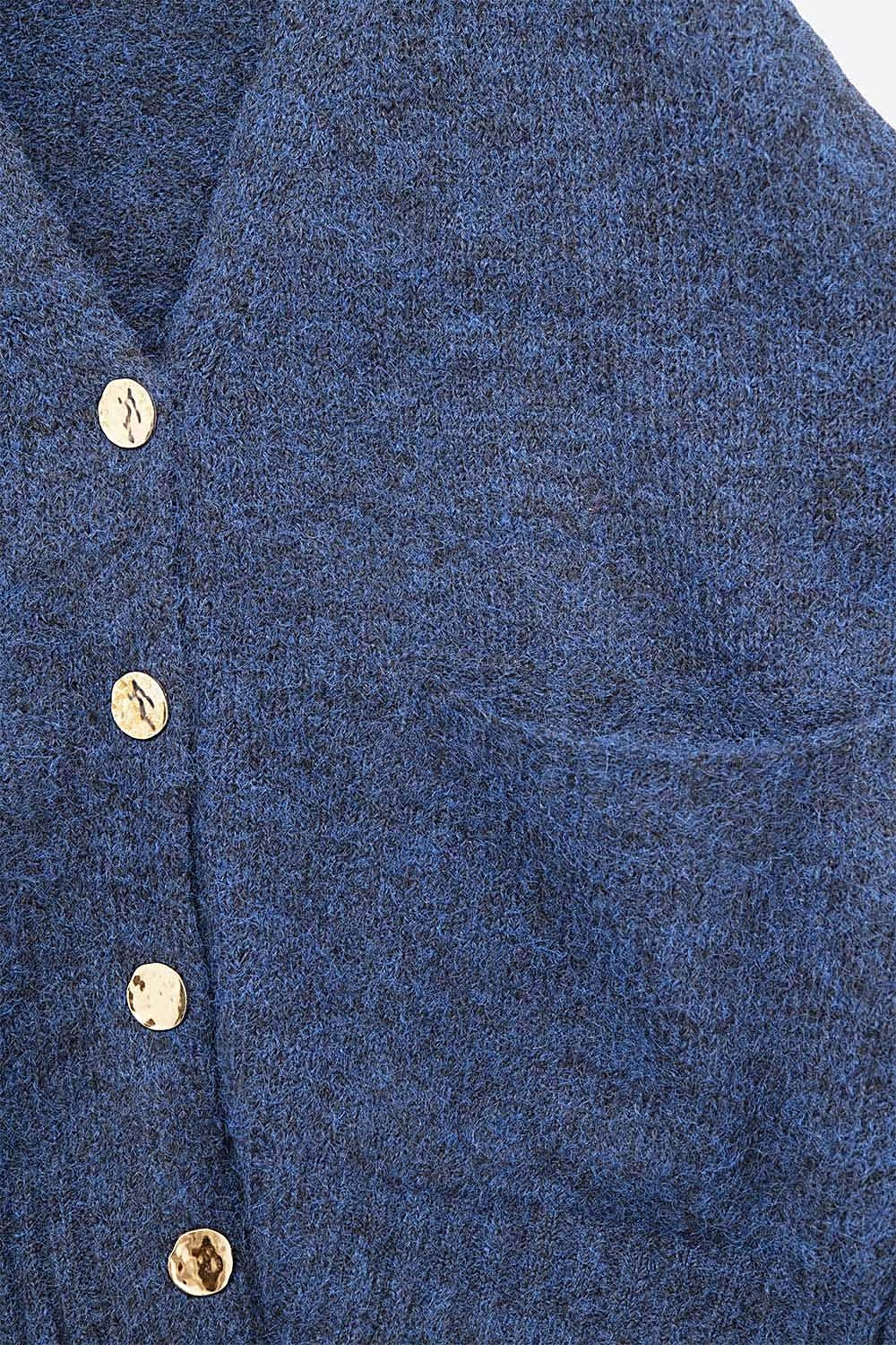 Oversized Cardigan in Navy with gold buttons and pockets