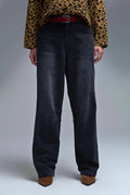 Washed Black Denim Barrel Jeans