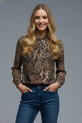 animal print blouse in chiffon fabric