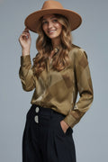Green satin shirt with geometric print