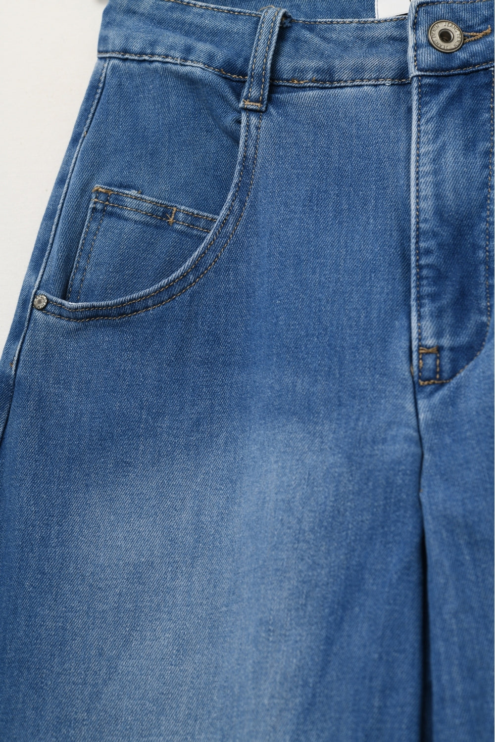 Extra Wide Leg Denim Skort with Front Pleat