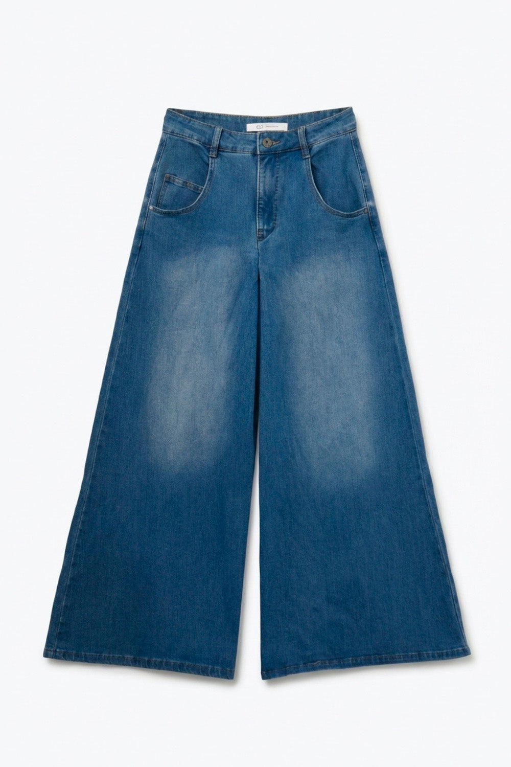 Extra Wide Leg Denim Skort with Front Pleat