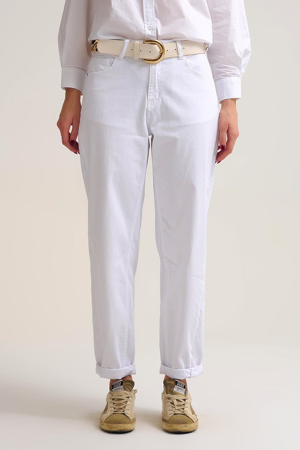 Relaxed Tapered Pants in white Comfy Stretch