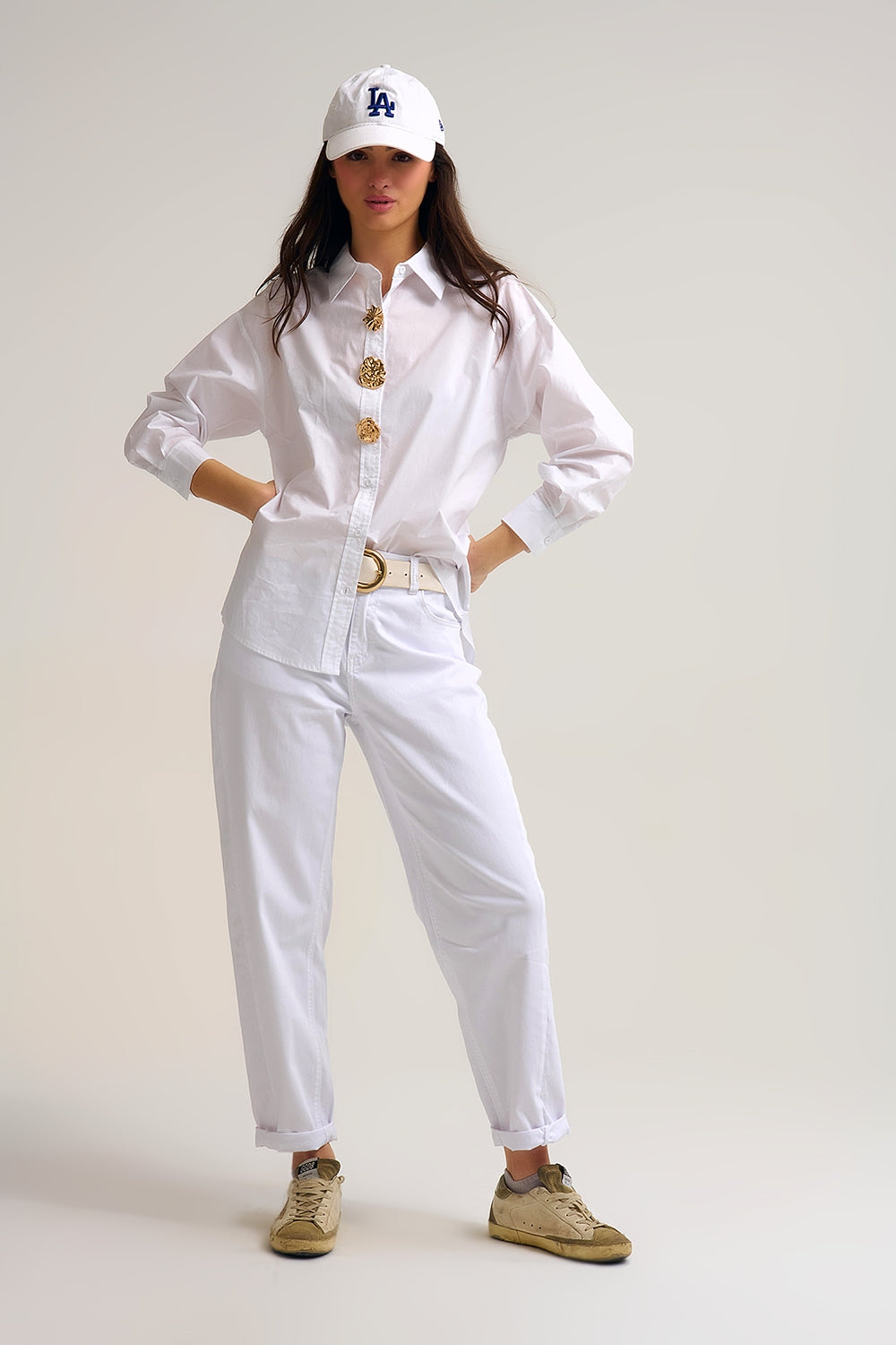 Relaxed Tapered Pants in white Comfy Stretch