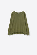 Khaki knit sweater with mesh collar detail