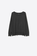 Black knit sweater with mesh collar detail