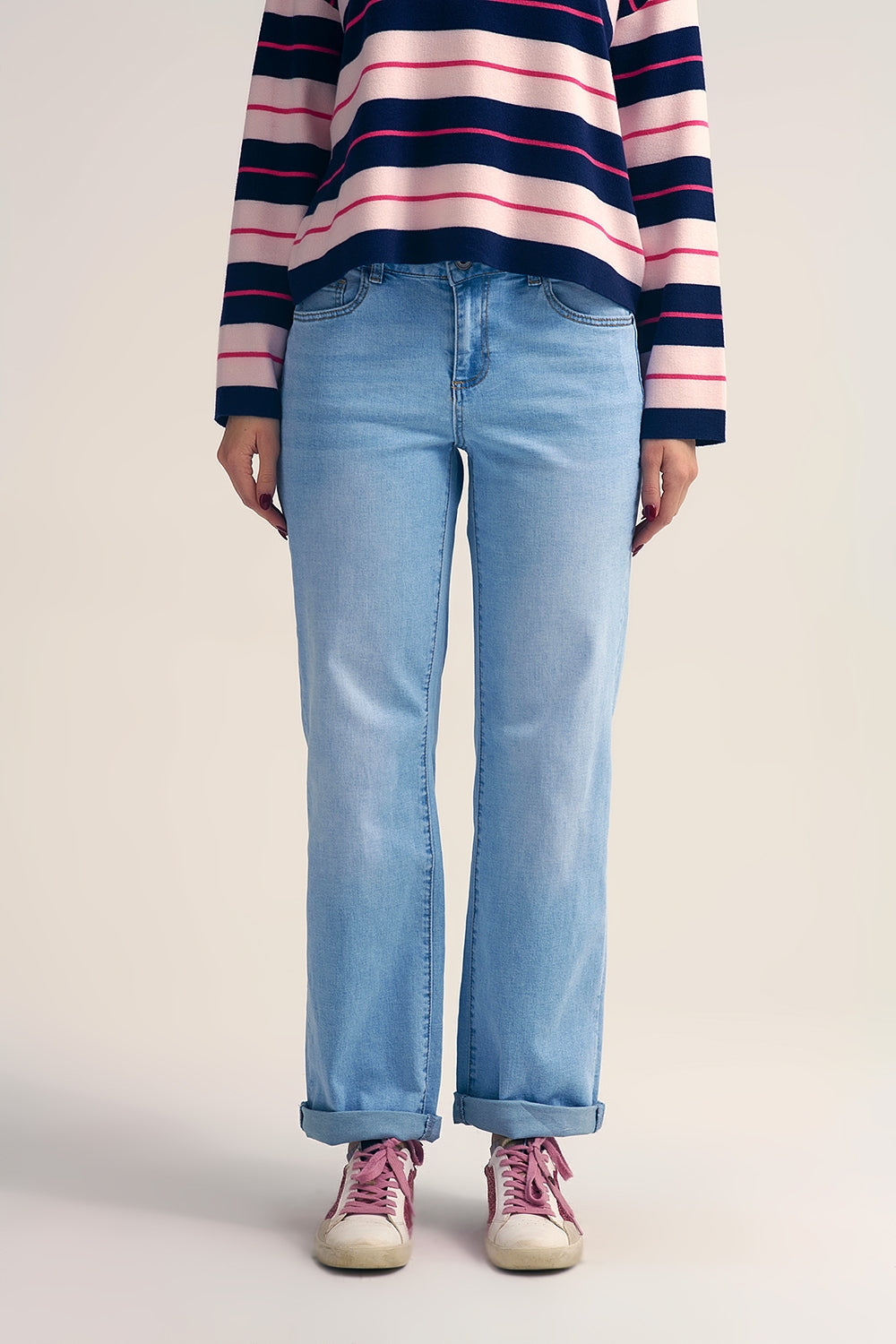 Straight-Leg Light Blue Jeans