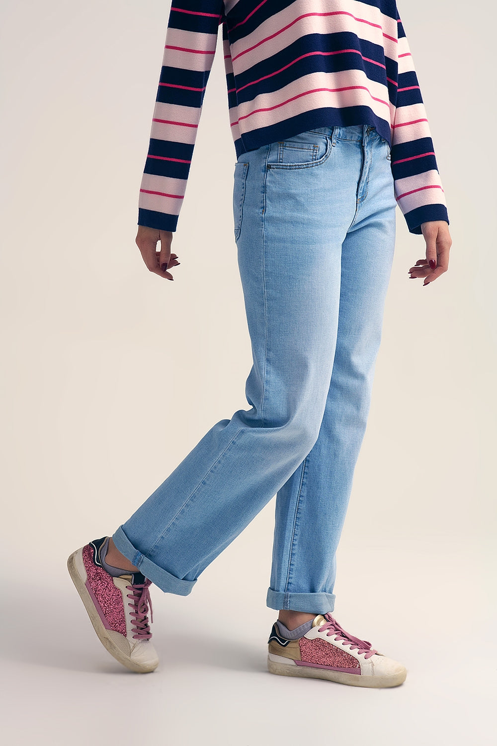 Straight-Leg Light Blue Jeans