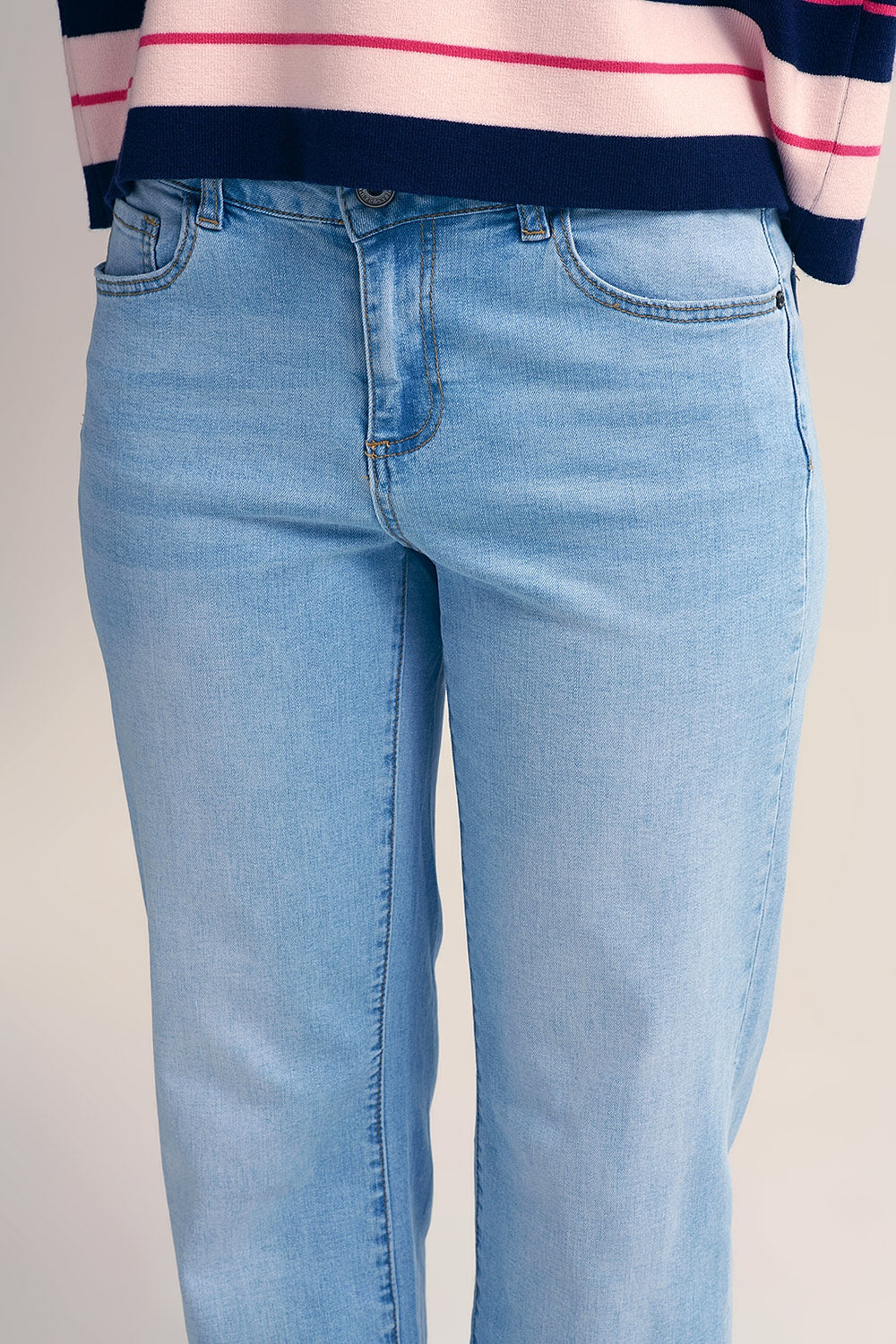 Straight-Leg Light Blue Jeans