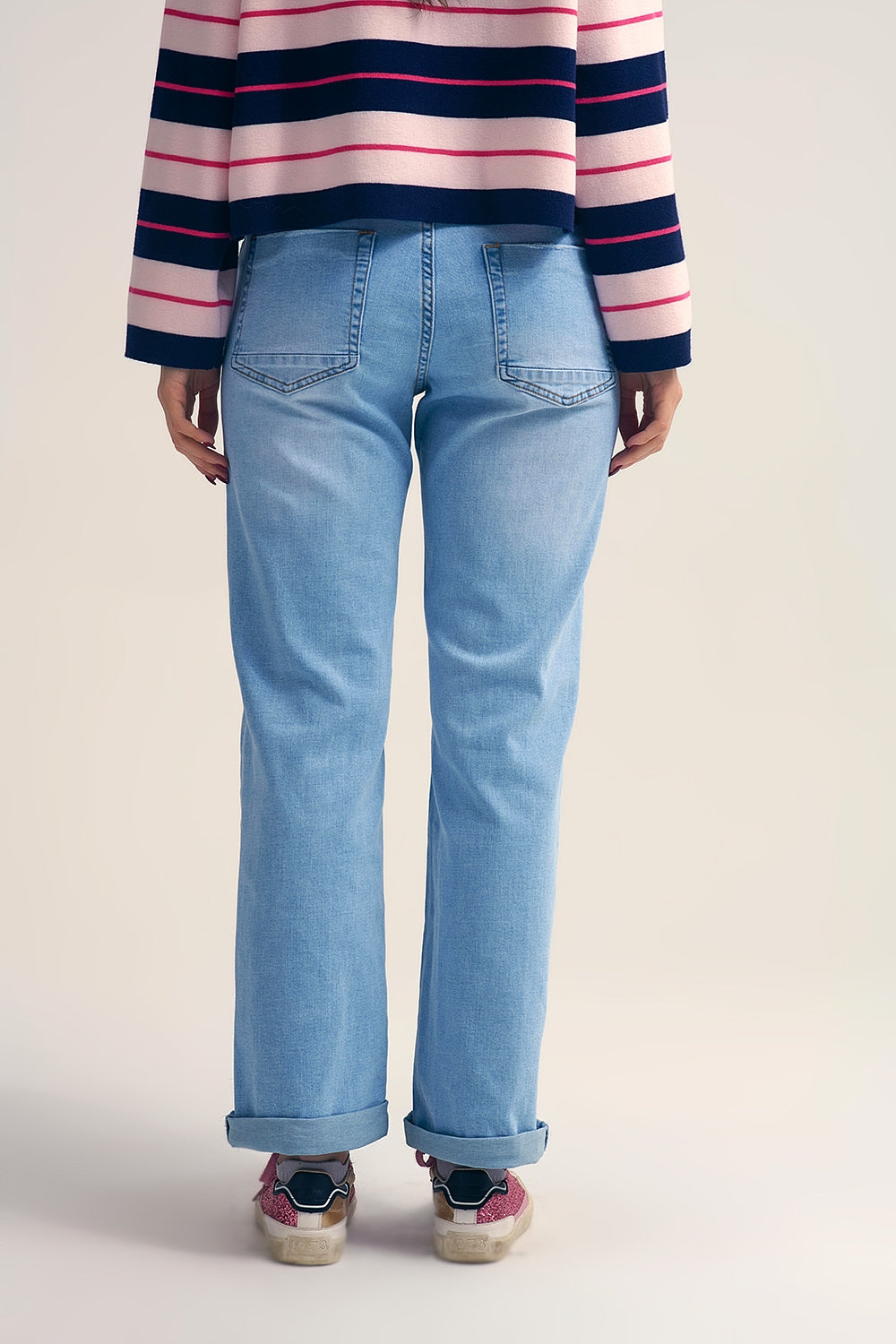 Straight-Leg Light Blue Jeans