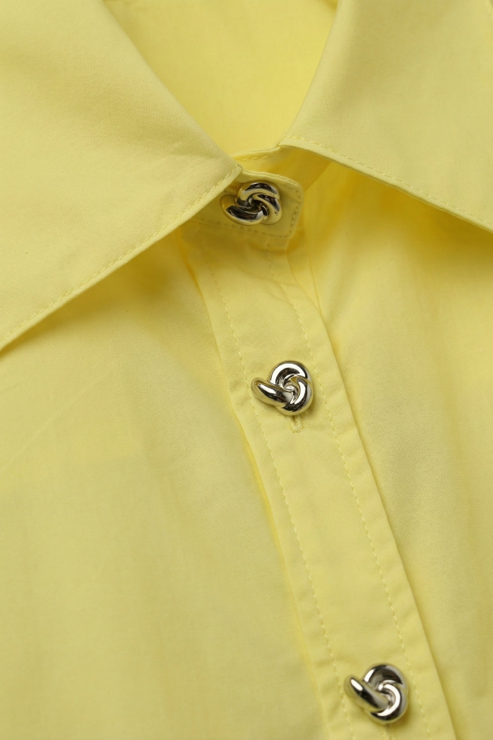 Yellow Short-Sleeve Kimono Shirt with silver buttons