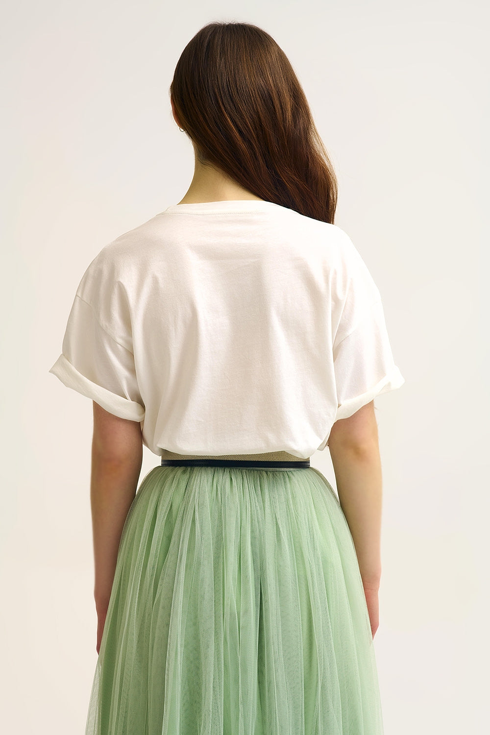 White Matcha Moments Embroidered Tee in Green
