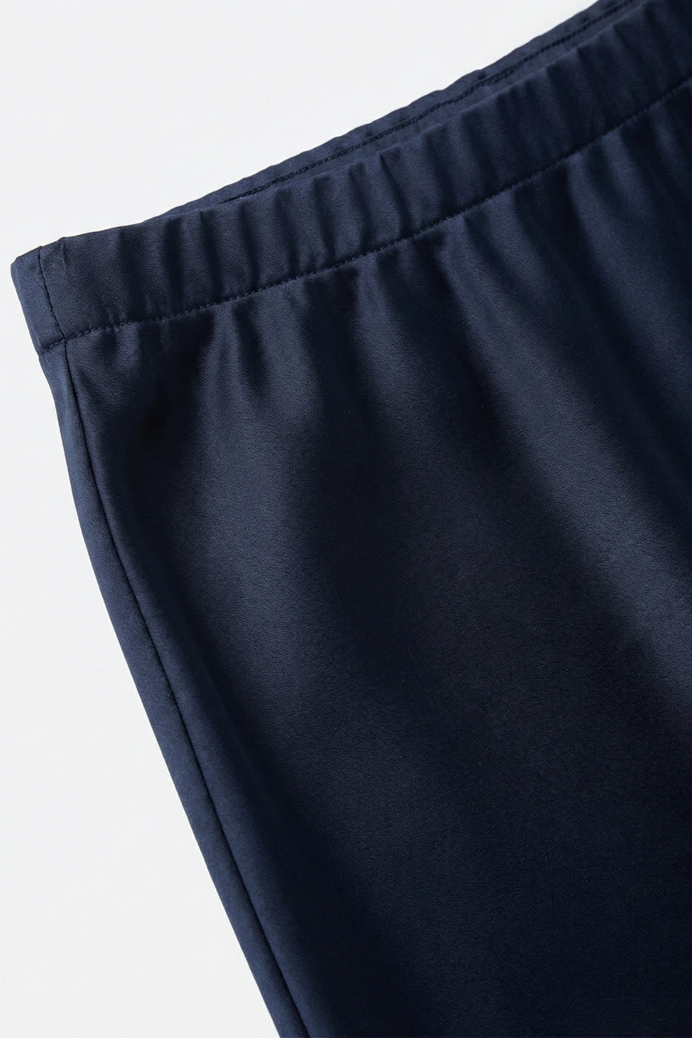 Navy Satin A-Line Midi Skirt