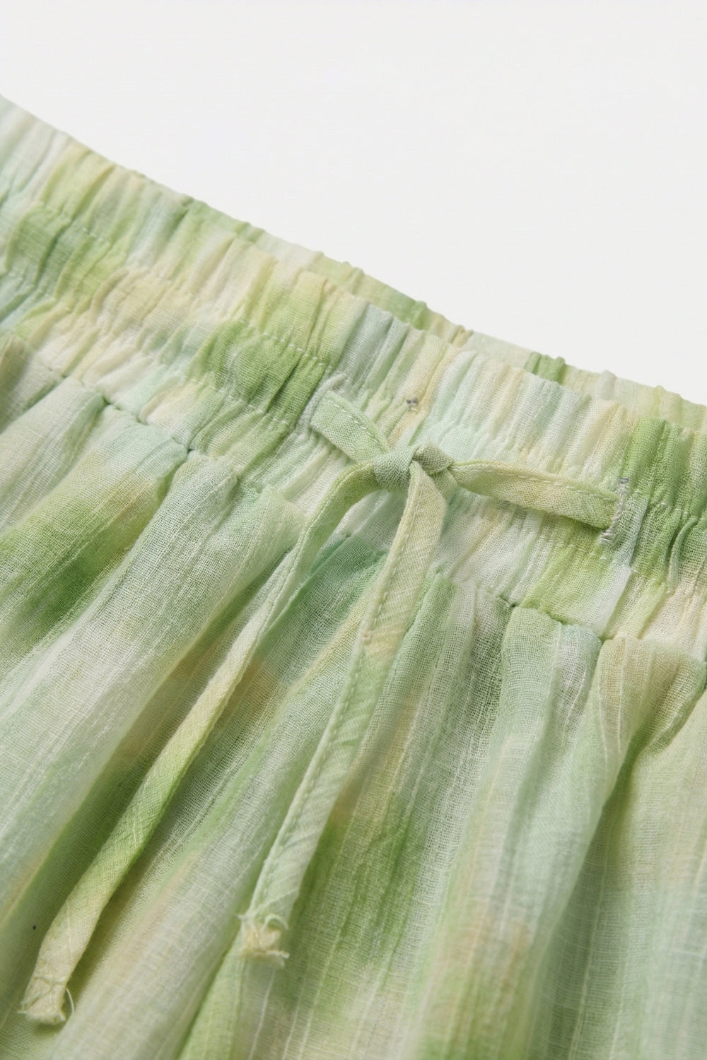 Tie-Dye Bubble Short with Elastic Drawstring Waist in lime color