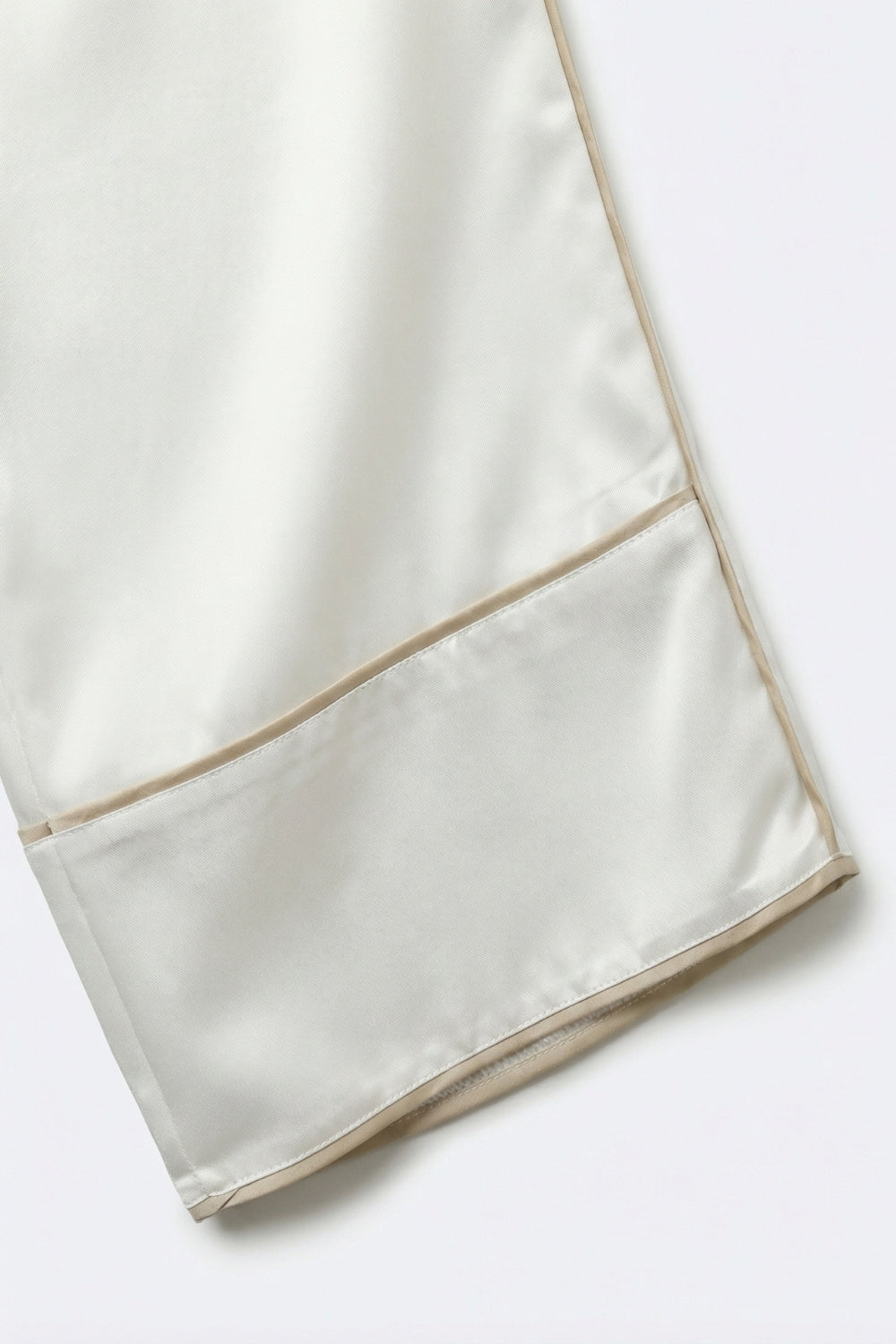 Ivory Satin Wide-Leg Kimono Trousers