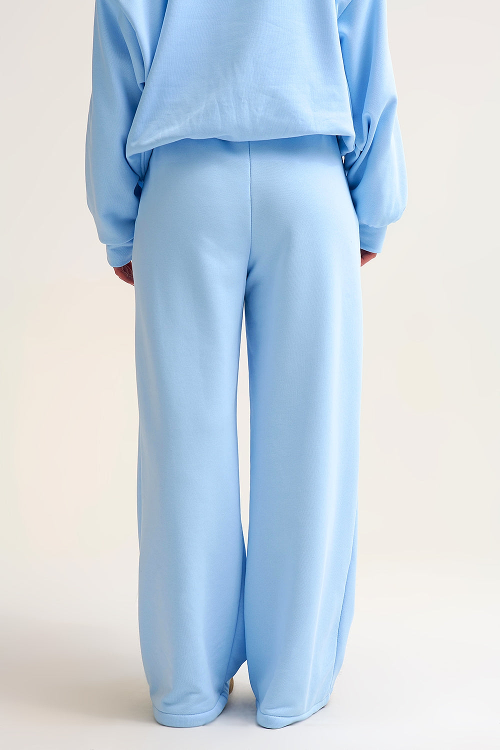 Baby Blue Knit Straight Fit Sweatpants with elastic waist and Tie