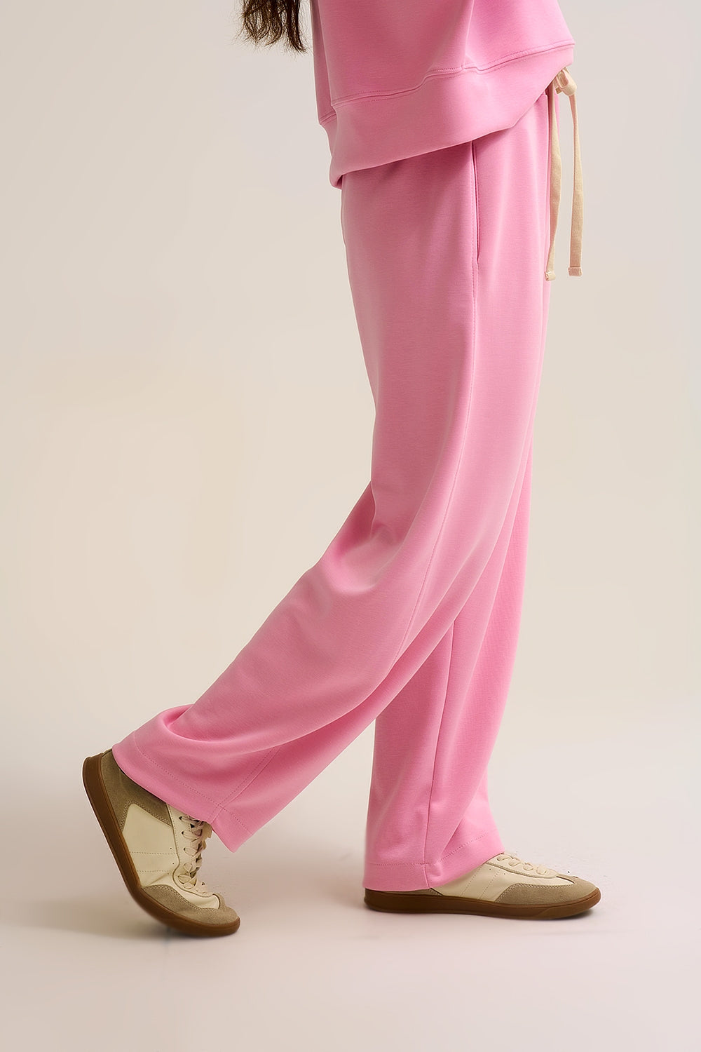 Super-Soft Knit Jogger Pants in pink with Drawstring Waist