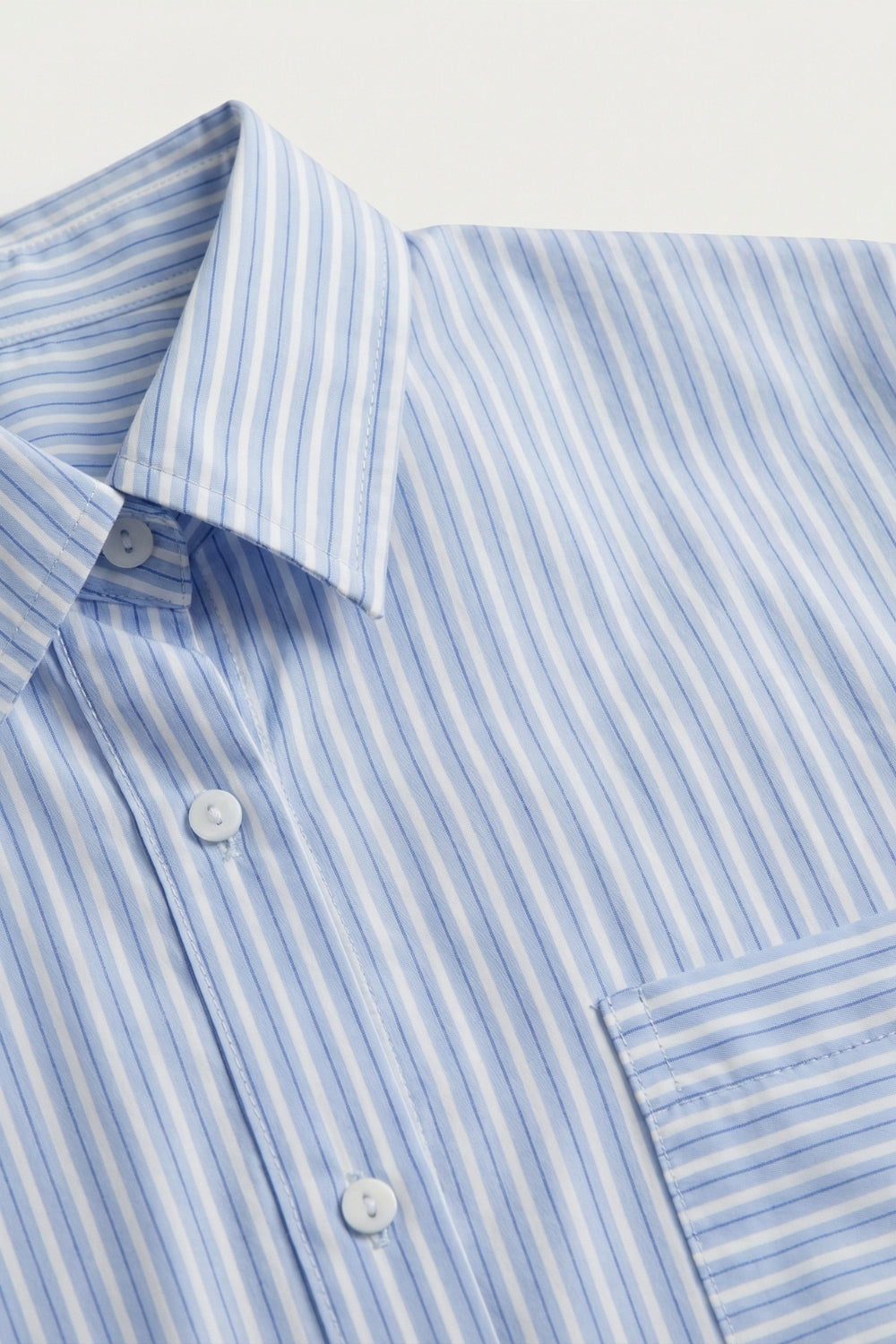 Light Blue Striped Relaxed Fit Button-Up Shirt