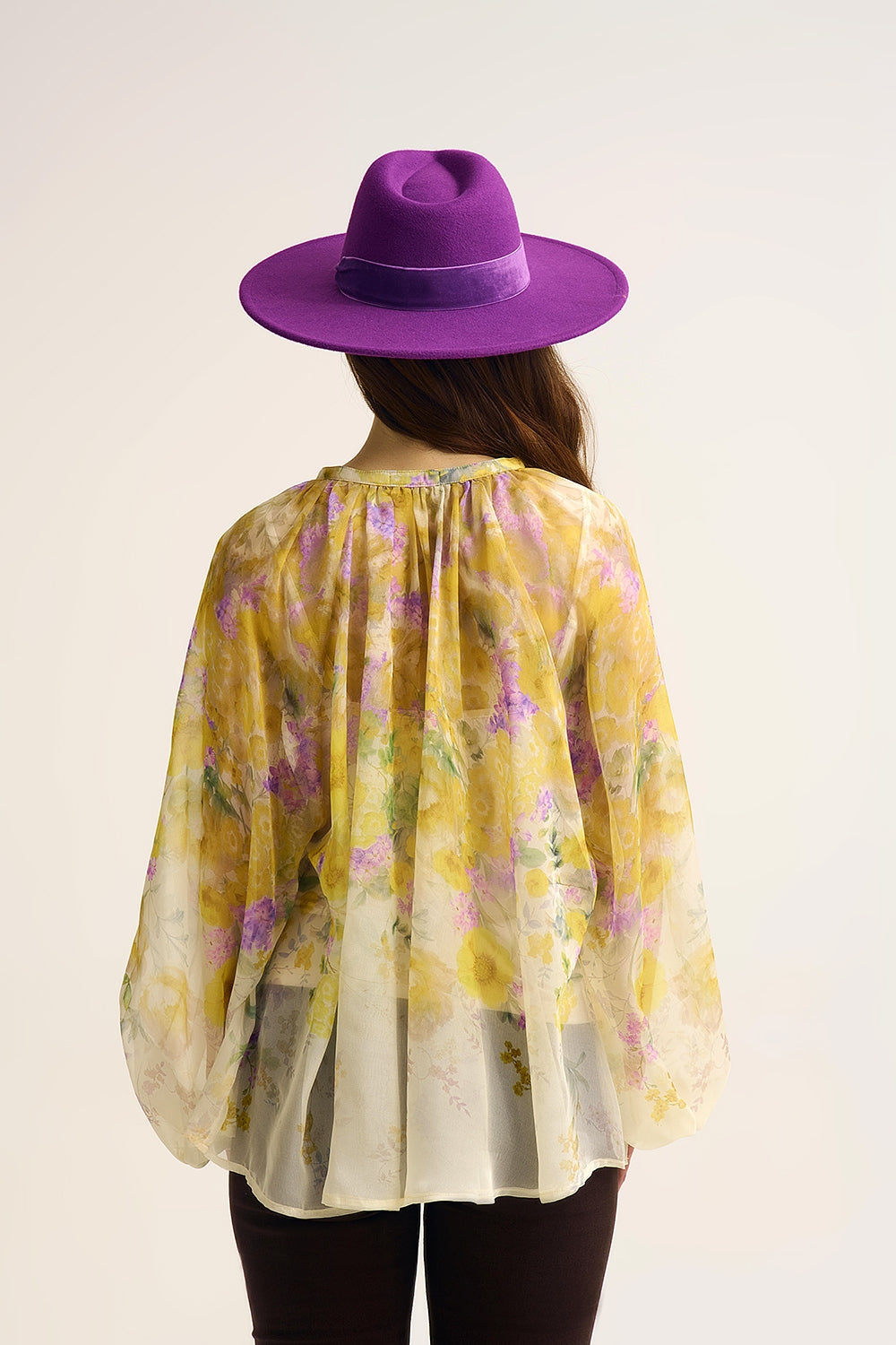 Floral Chiffon Blouse with Sheer Finish and Flowing Silhouette